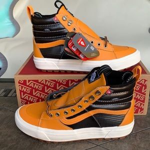 Vans Orange and Black High-Top Boots